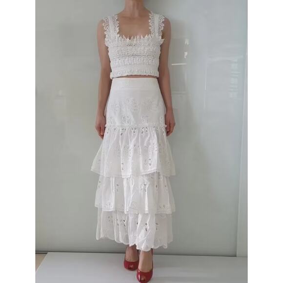 ALEXIS‎ Faustine Ruffled White Midi Skirt Women’s Size XS - Picture 2 of 11